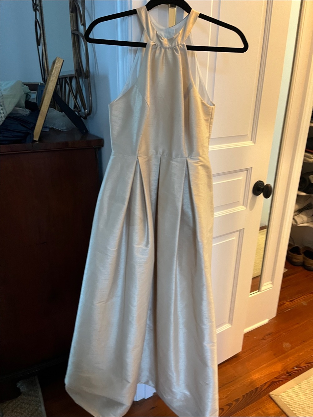 Halter-Neck Champagne Evening Gown